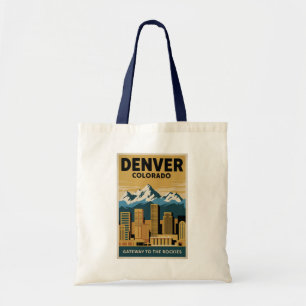 Tote Bag Dénver Colorado Toit de la ville Voyage Art Vintag