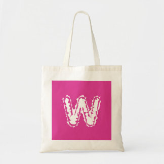 Tote Bag Déplaisant Monogramme blanc sur rose