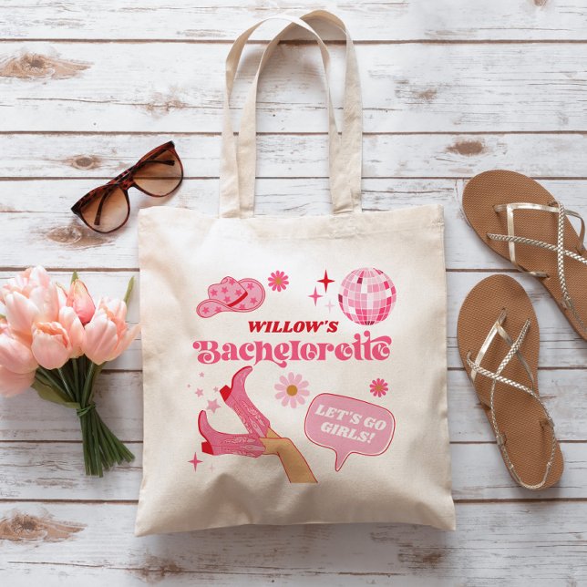 Tote Bag Dernier Disco Rodeo Cadeau de fête de Bachelorette (Pink Cowgirl Bachelorette Tote Bag)