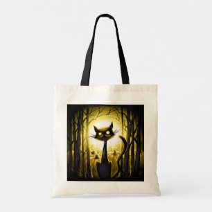 Tote Bag Derpy Little Halloween Chat dans un Patch Citrouil