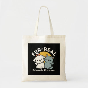 Tote Bag Des amis vrais pour toujours Cute Cat & Chien Du