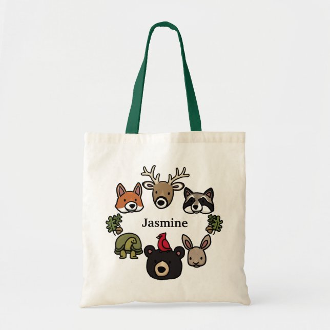 Tote Bag Des animaux de forêt mignons et amicaux, ajoutez v (Devant)