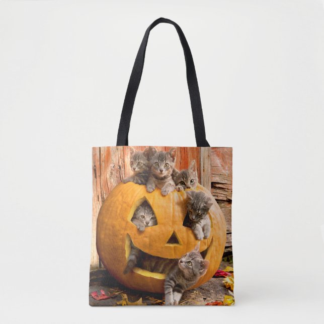 Tote Bag Des chatons à Jack-o-Lantern (Devant)