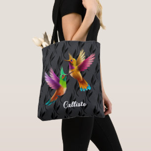 Tote Bag Des colibris à crête colorée en vol
