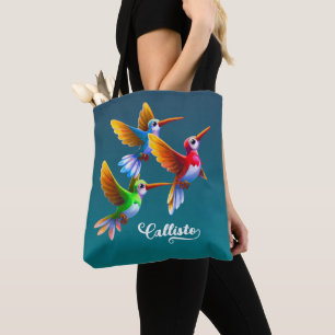 Tote Bag Des colibris colorés en vol