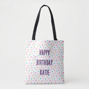 Tote Bag Des confettis colorés arrosent l'arc-en-ciel pois