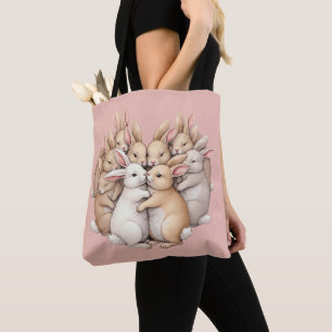 Tote Bag Des lapins adorables dans un Pastel cosy Hug Illus
