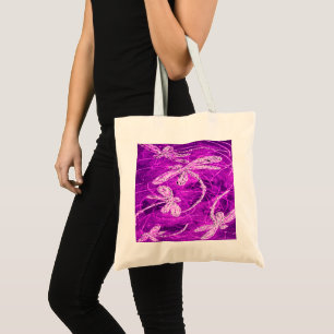 Tote Bag Des libellules argentées sur un ciel magenta magiq