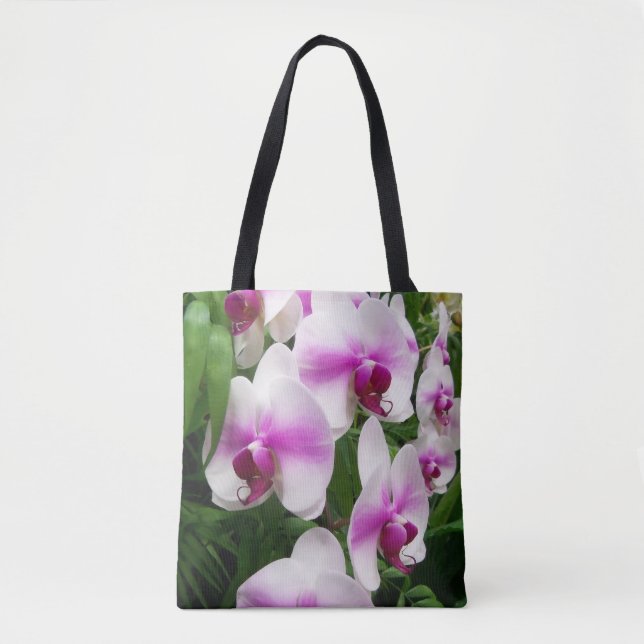 Tote Bag Des orchidées roses et blanches étonnantes sur tou (Devant)