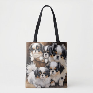 Tote Bag Des petits chiots Japonais espiègles