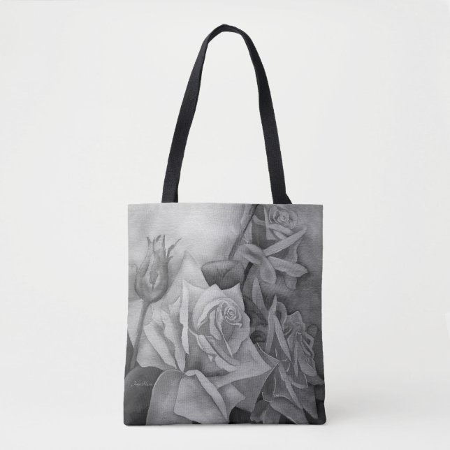 Tote Bag Des Roses parfaits dans les nuances de Gray Fourre (Devant)