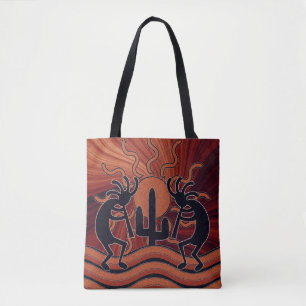Tote Bag Desert Sun Cactus Design sud-ouest Kokopelli