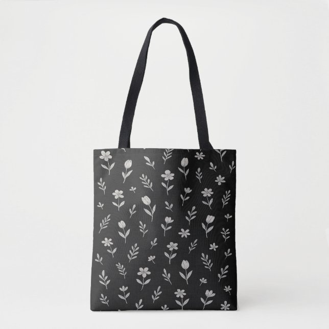 Tote Bag Design Boho noir et blanc (Devant)