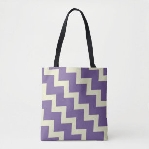 Tote Bag Design Chevron zigzag en violet et vert pâle