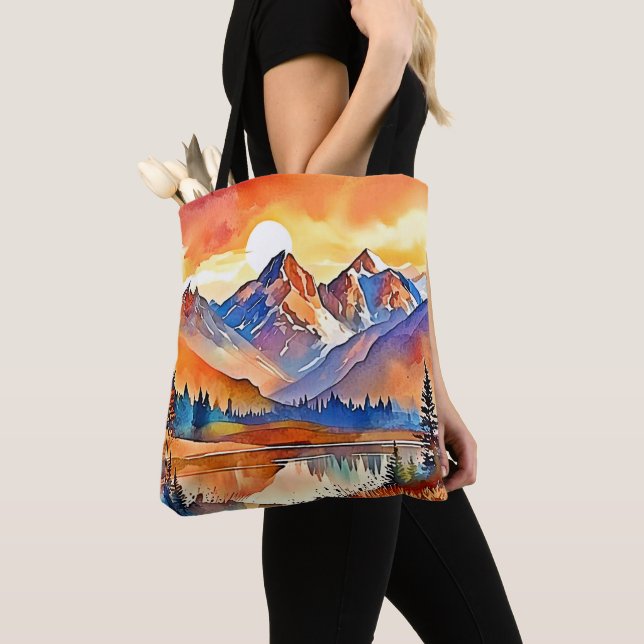 Tote Bag Design d'art de Sunset Mountain (De près)