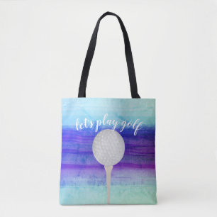 Tote Bag design de balle de golf pour golfeurs violet et bl