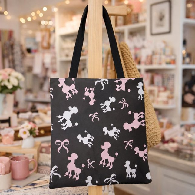 Tote Bag Design de caniche rose et noir (Créateur téléchargé)