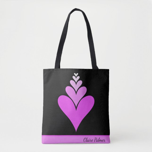 Tote Bag Design de coeur moderne rose mignonne (Devant)