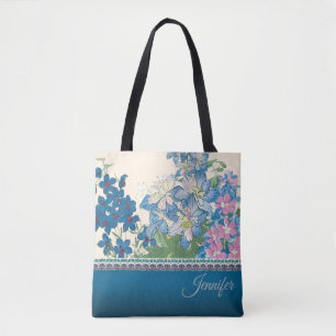 Tote Bag Design de fleurs bleues