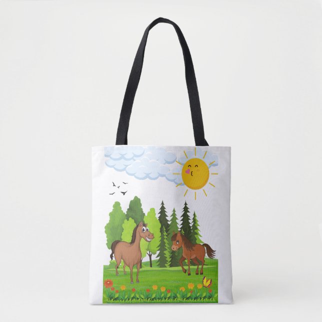 Tote Bag Design de petits chevaux pour les enfants (Devant)