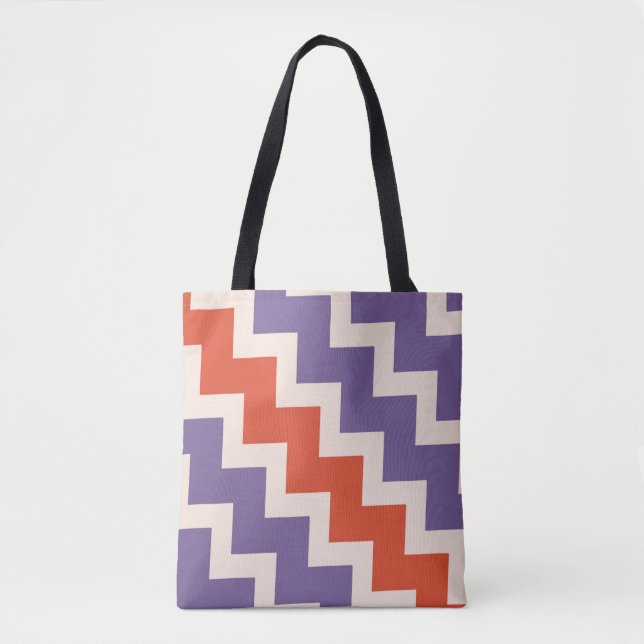 Tote Bag Design de zigzag Chevron en couleurs naturelles (Devant)