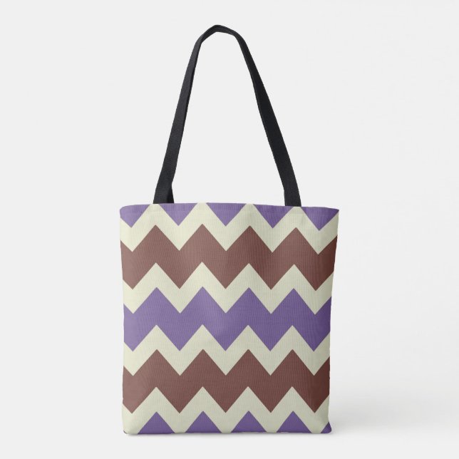 Tote Bag Design de zigzag Chevron en couleurs naturelles (Dos)
