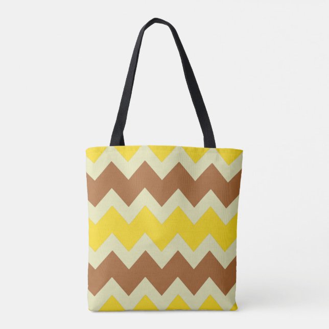 Tote Bag Design de zigzag Chevron en couleurs naturelles (Dos)