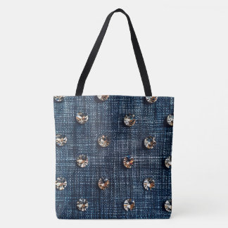Tote Bag Design Denim et Diamond Large Fourre-tout