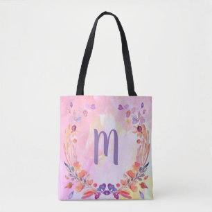 Tote Bag Design élégant de monogramme rose