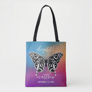 Tote Bag Design élégant papillon avec coucher de soleil Ext