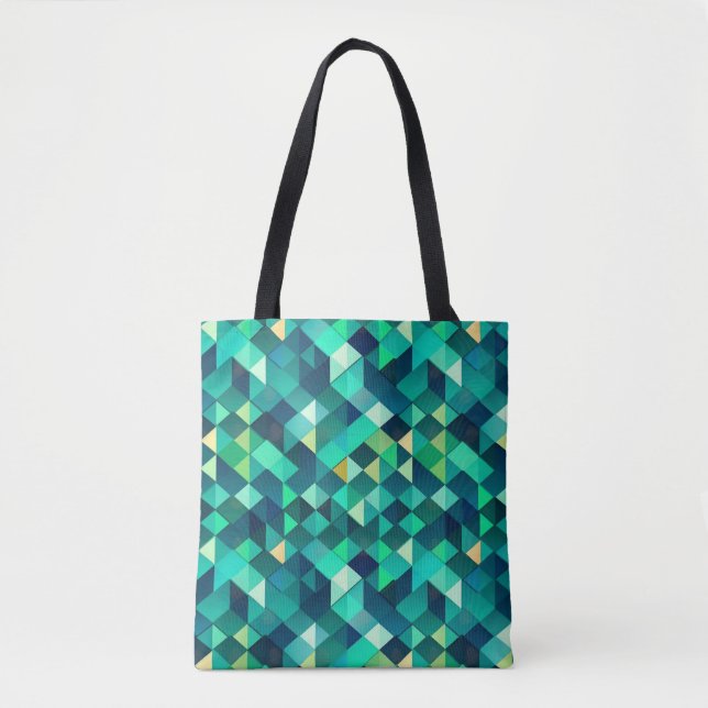 Tote Bag Design géométrique avec tons verts (Devant)