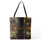 Design or & noir floral Damask