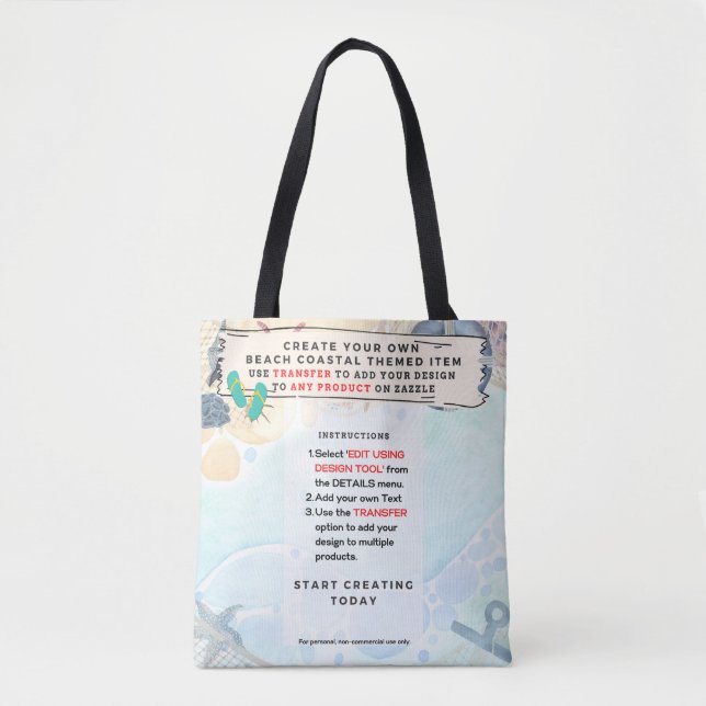 Tote Bag Design Propre Plage Côtier Nautique (Devant)