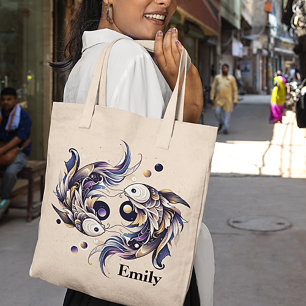 Tote Bag Design Zodiaque à l'aquarelle tendance Pisces