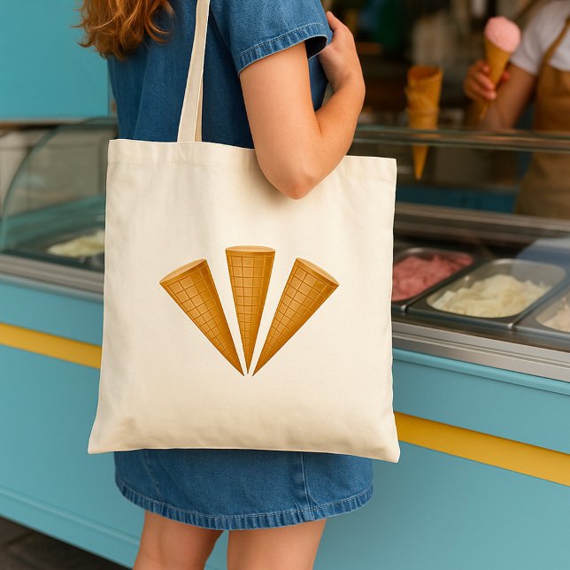 Tote Bag Dessert d'été à la crème glacée triple gaufre (Créateur téléchargé)