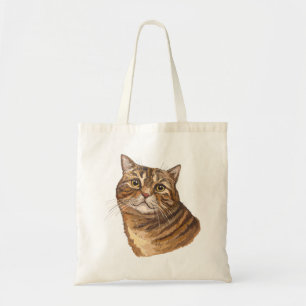 Tote Bag Dessin à la main drôle Tabby cat