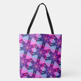 Tote Bag Dessin abstrait MODERNE en rouge-profond bleu-rose