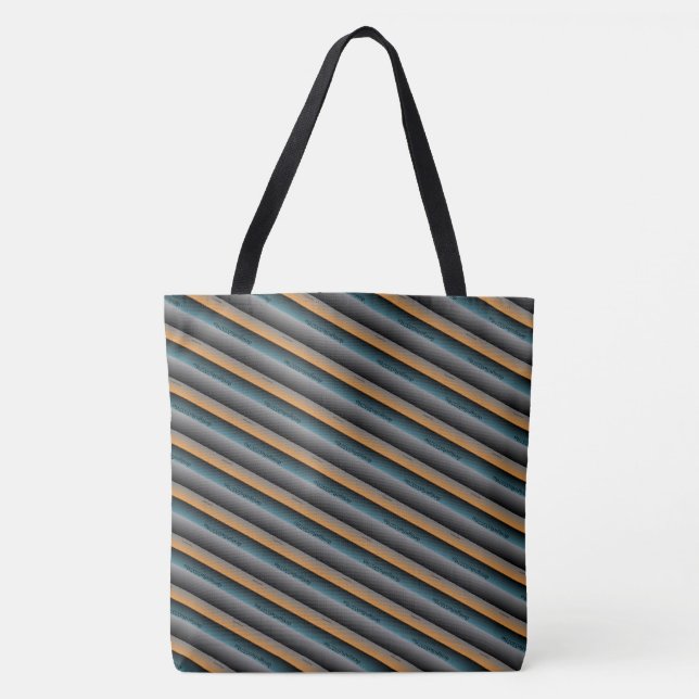 Tote Bag Dessin abstrait MODERNE en vert noir gris clair (Devant)