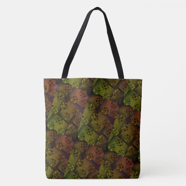 Tote Bag Dessin abstrait MODERNE jaune foncé brun (Devant)