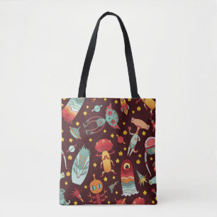 Tote Bag Dessin Alien : Espace Vintage