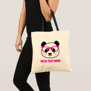 Tote Bag Dessin animé d'ours panda mignon avec des lunettes