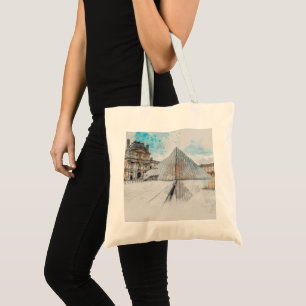 Tote Bag Dessin aquarelle du Louvre Paris, France