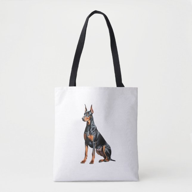 Tote Bag Dessin crayon couleur d'un Doberman Pinscher. Esse (Devant)
