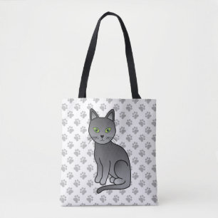 Tote Bag Dessin de chat bleu russe illustrant & pattes