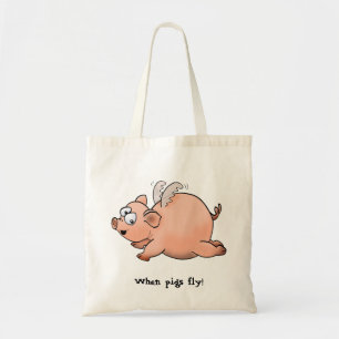 Tote Bag Dessin de dessin animé d'un cochon avec ailes vola