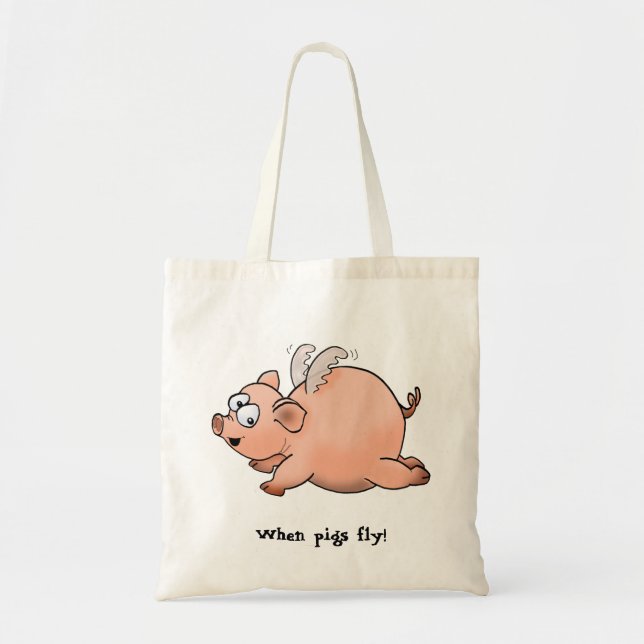 Tote Bag Dessin de dessin animé d'un cochon avec ailes vola (Devant)