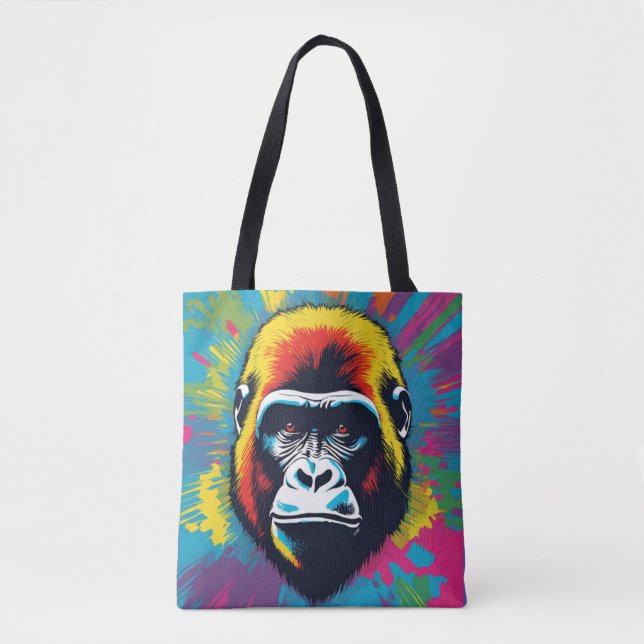 Tote Bag Dessin de dessin de peinture Gorilla Pop (Devant)