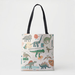 Tote Bag Dessin de Dinosaur : jeu d'illustrations vintage.