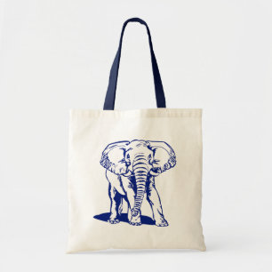 Tote Bag Dessin de la ligne bleue Eléphant de la Marine