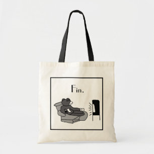 Tote Bag Dessin de Lazy Dad Bear avec "Fin", Vidéo Noir